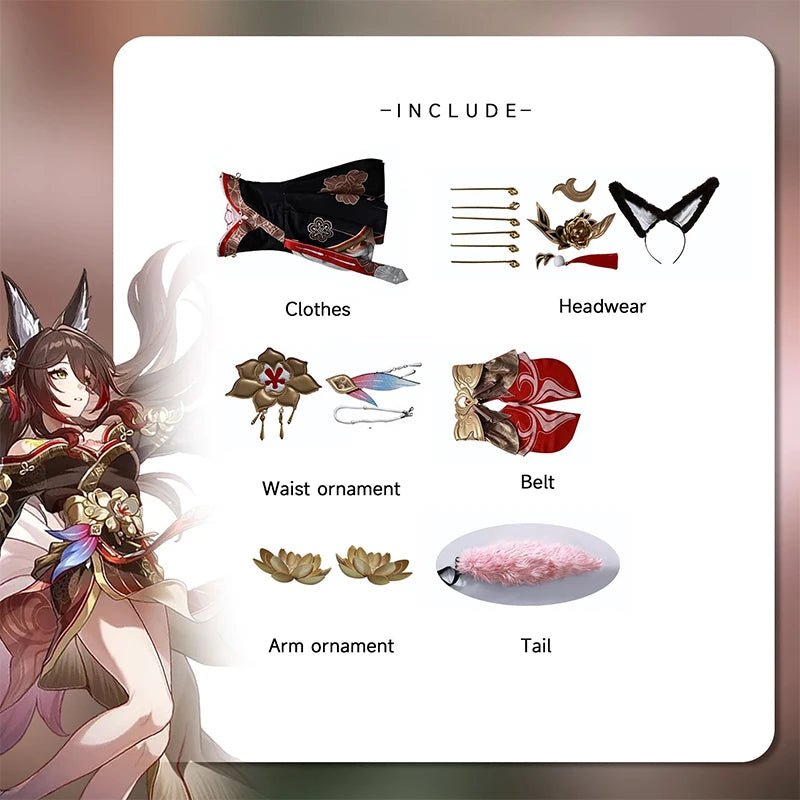 Fantasia Cosplay Honkai Star Rail Fugue Tingyun Traje Antigo Design Rabos de Raposa Mulher - Estrela Cosplay