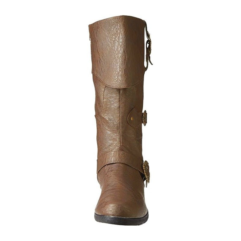 Botas de Cavaleiro Renascentista Cano Longo em Couro Sintético para Cosplay Medieval, Viking e Pirata - Estrela Cosplay