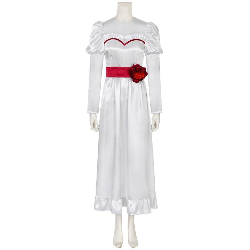 Fantasma Noiva Annabelle Cosplay Vestido Princesa Branco Longo para Halloween e Festas - Estrela Cosplay