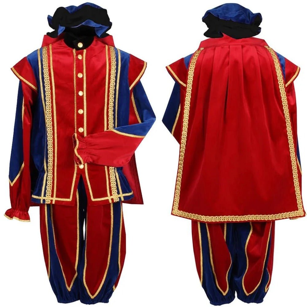 Fantasia de Black Peter para Homens - Traje Tradicional de Festival Tudor em Veludo com Vestido de Baile - Estrela Cosplay