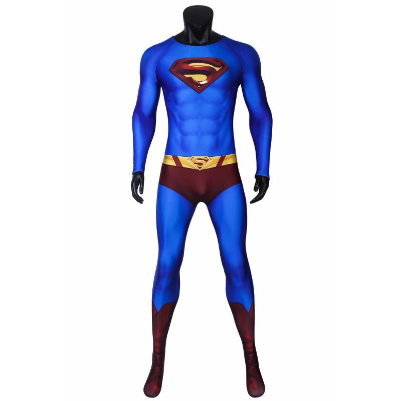 Traje de Cosplay Super Herói Terras Infinitas Clark Azul com Capa - Fantasia Halloween Superman - Estrela Cosplay