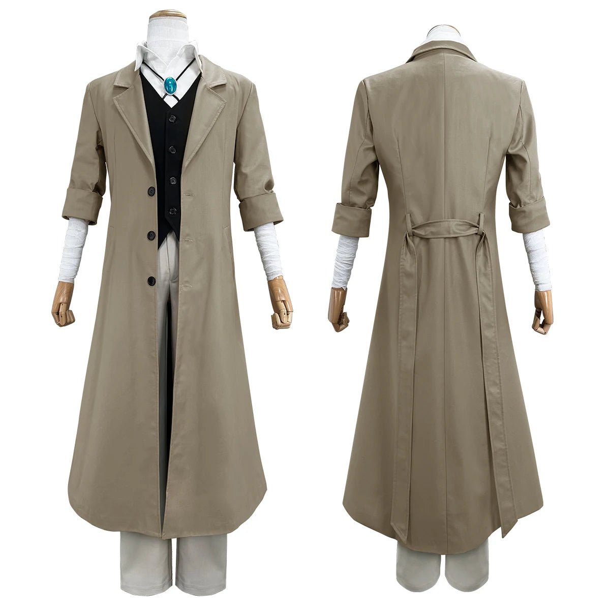 Fantasia Dazai Osamu Cosplay Bungou Stray Dogs - Peruca, Casaco Trench, Acessórios - Estrela Cosplay