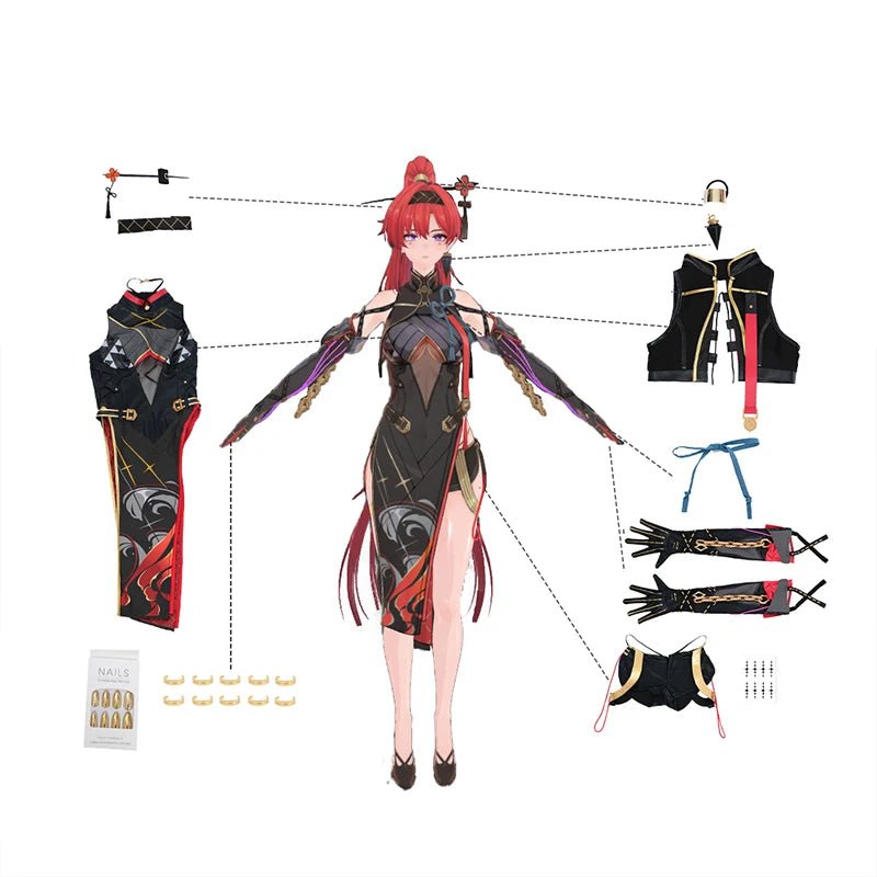 Traje de Cosplay Yinlin Patrulheira Jinzhou do Jogo Wuthering Waves - Uniforme Cheongsam para Mulheres - Estrela Cosplay