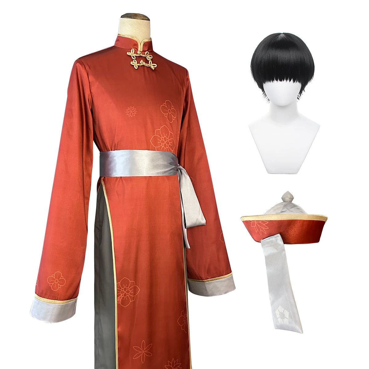 Fantasia de Niko de Blue Lock - Traje Chinês Kung Fu Tang com Peruca de Fibra Sintética Ajustável - Estrela Cosplay