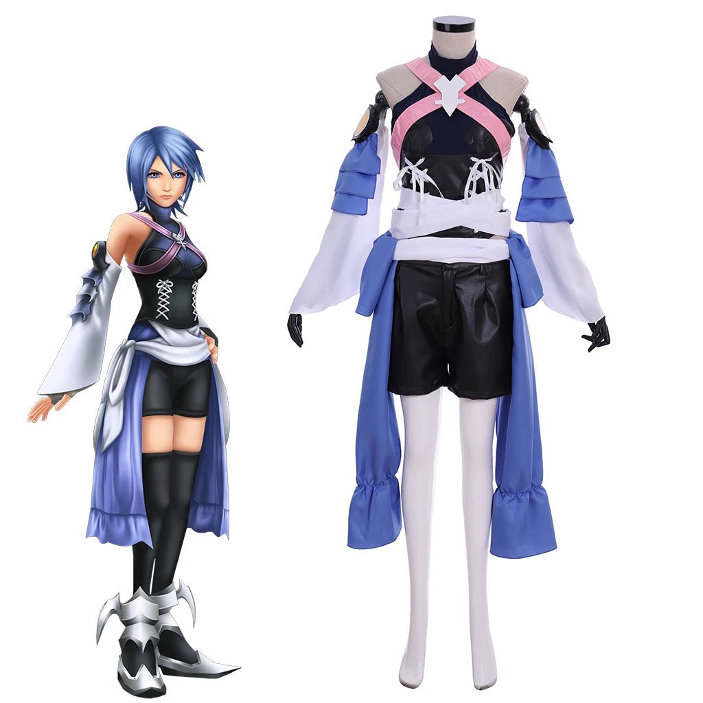Fantasia Aqua Cosplay Birth By Sleep Mulher - Uniforme Preto com Acessórios para Halloween e Comic Con - Estrela Cosplay