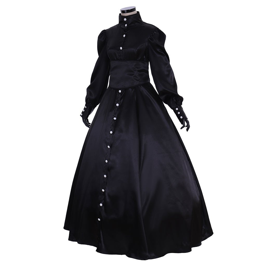 Vestido Medieval Renascentista Preto Feminino - Vestido de Baile Vitoriano Southern Belle para Cosplay - Estrela Cosplay