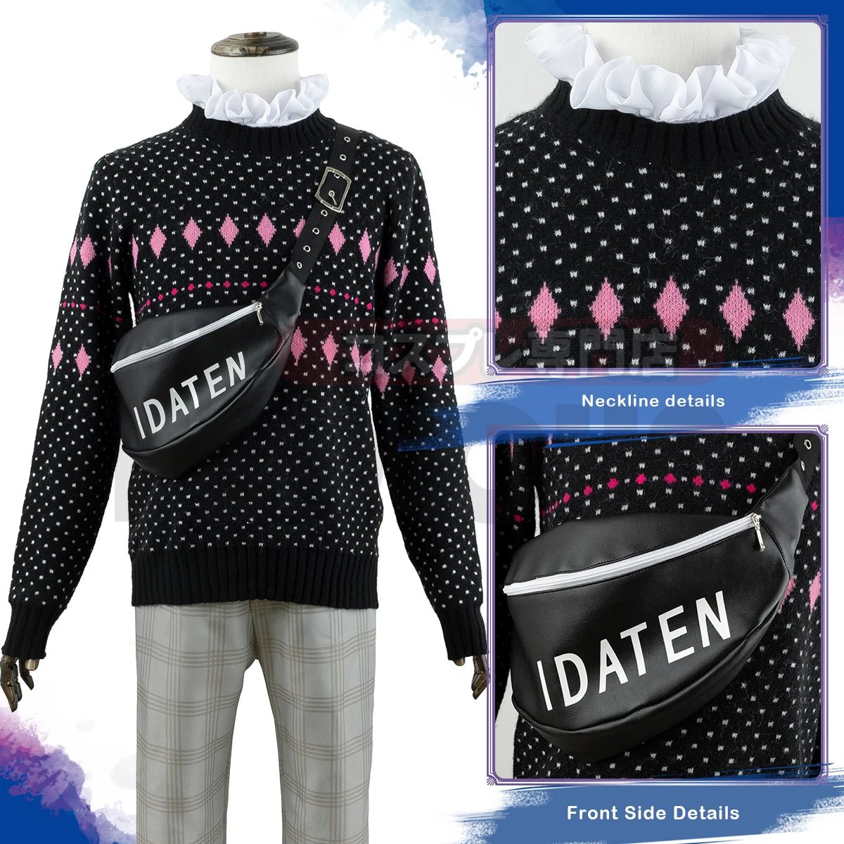 Fantasia de Cosplay Chigiri Blue Lock - Peruca, Suéter, Calças e Bolsa para Uso Diário - Estrela Cosplay