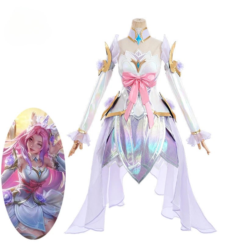 Fantasia LOL Rosa Cristal Seraphine - Jogo LOL Seraphine Design Rosa Traje Halloween Mulher Nova Skin - Estrela Cosplay