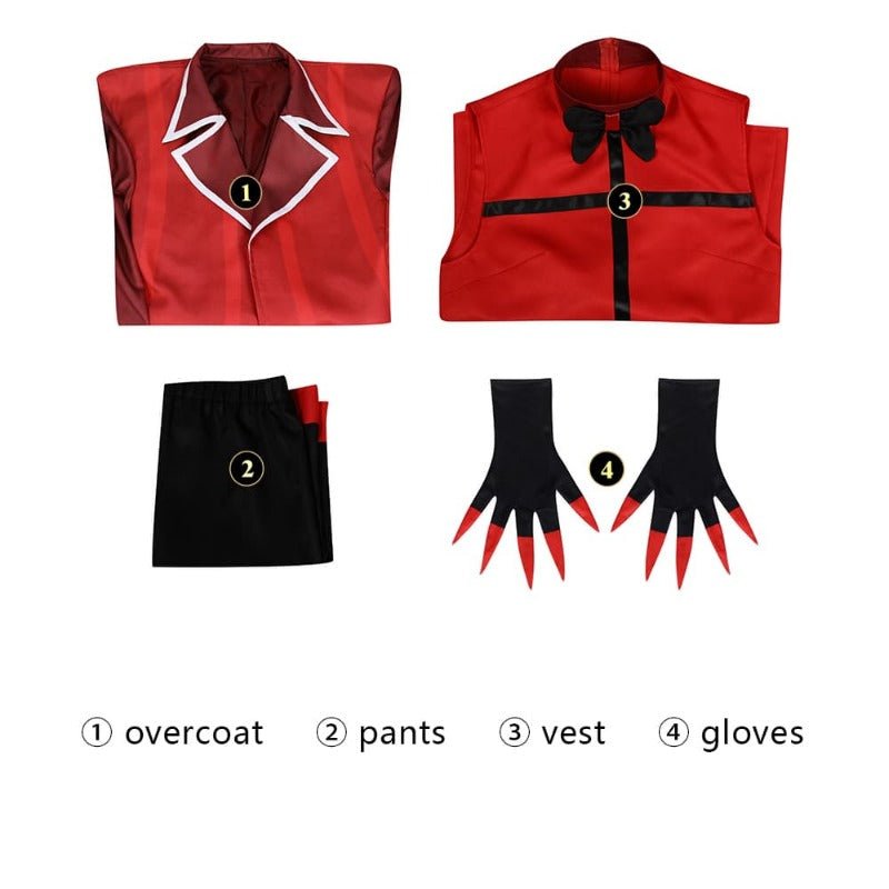 Terno Vermelho com Calça Preta Fantasia de Anime para Festa de Halloween - Estrela Cosplay