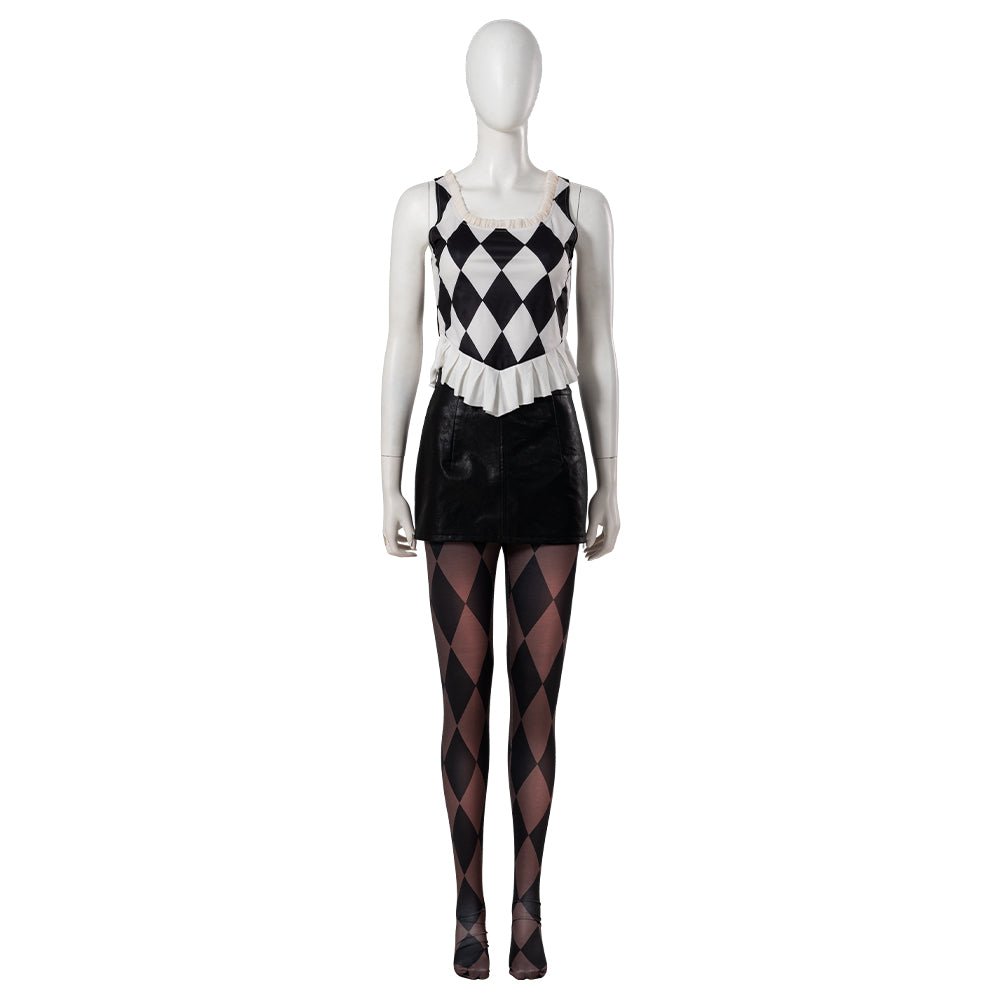 Fantasia Harley Quinn Joker 2 para Mulher - Casaco Vermelho e Saia de Couro - Estrela Cosplay