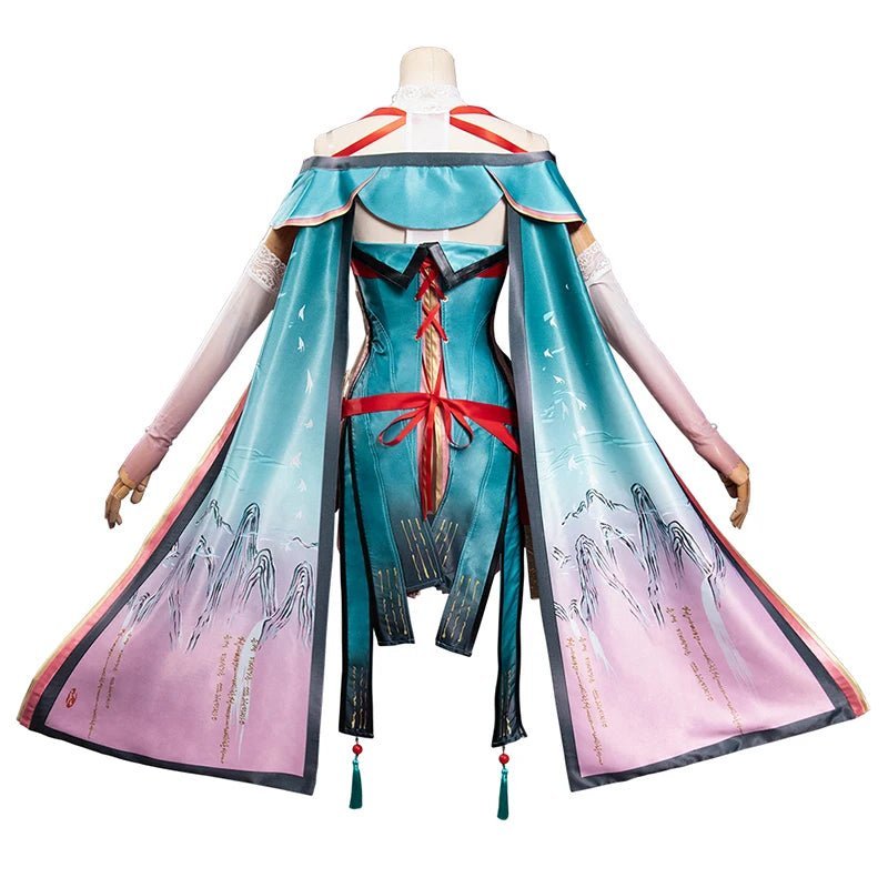 Fantasia de Cosplay Zhezhi do Jogo Wuthering Waves - Vestido de Pintora com Pincel Encantado para Mulheres, Traje para Festa de Halloween - Estrela Cosplay