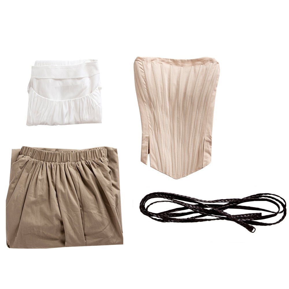 Fantasia de Halloween Cinderela Sony Music Film Saia Longa Bege para Mulheres - Estrela Cosplay