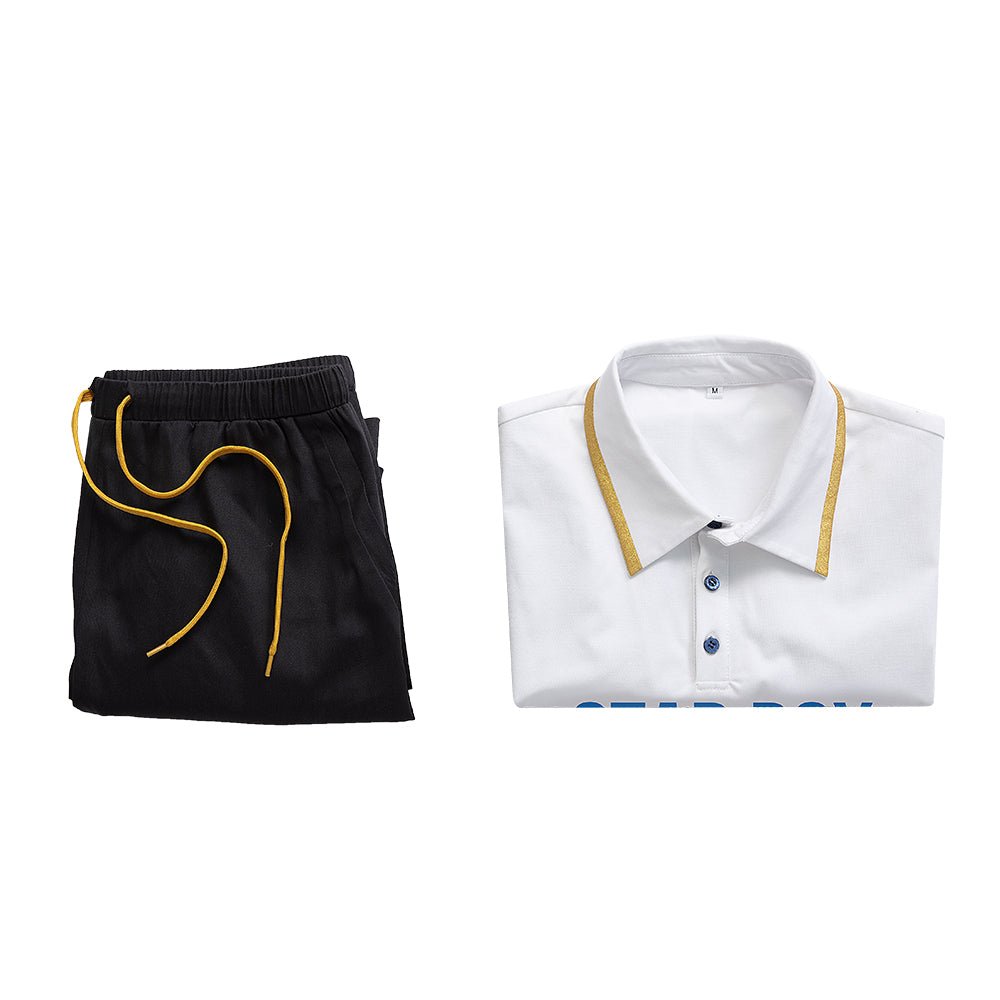 Fantasia de Jesse de Light And Night - Camiseta Branca e Bermuda Preta - Traje para Halloween e Carnaval - Estrela Cosplay