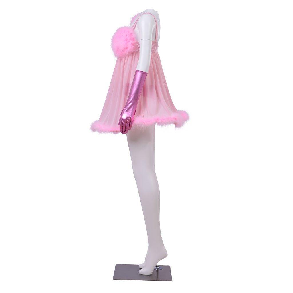 Fantasia Sexy de Fembot Rosa para Mulheres | Traje de Robô com Conjunto de Lingerie com Penas - Estrela Cosplay