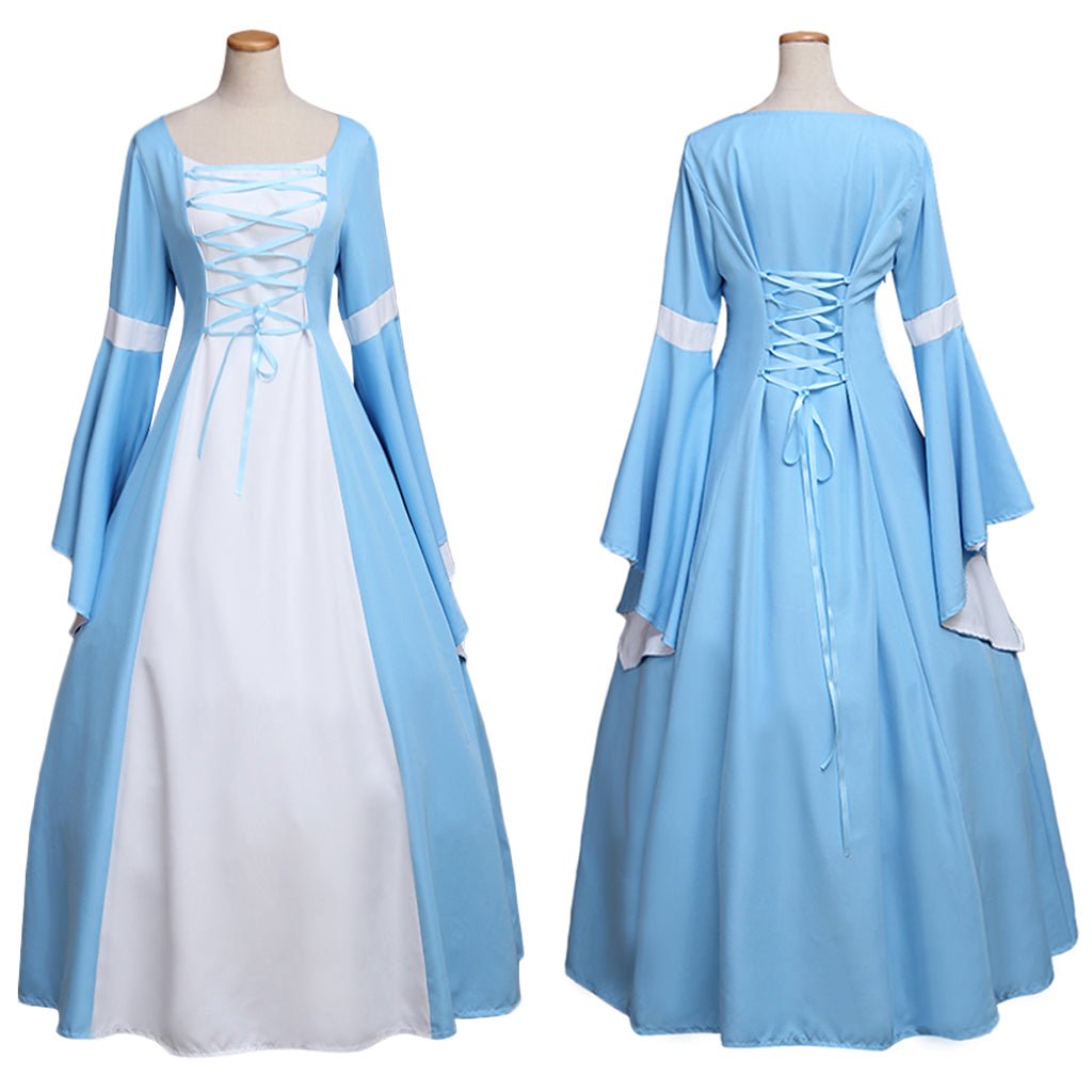 Fantasia Medieval Para Mulheres Vestido Vitoriano Gótico Azul Vintage Longo Renascença Elizabeth Feito Sob Medida - Estrela Cosplay
