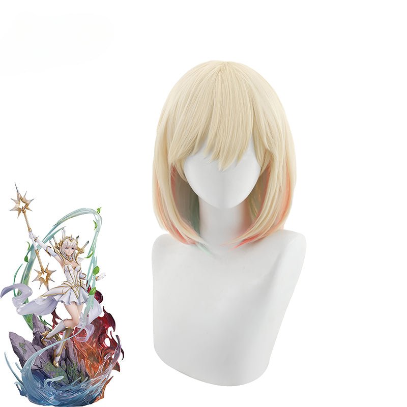 Peruca Cosplay LOL Elementalista Lux 30cm Cores Misturadas para Mulheres - Cabelo Sintético Resistente ao Calor - Estrela Cosplay