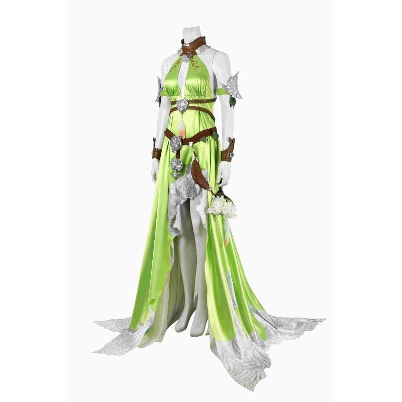 Fantasia FF14 Nophica - Vestido Longo Verde para Halloween e Festas - Estrela Cosplay
