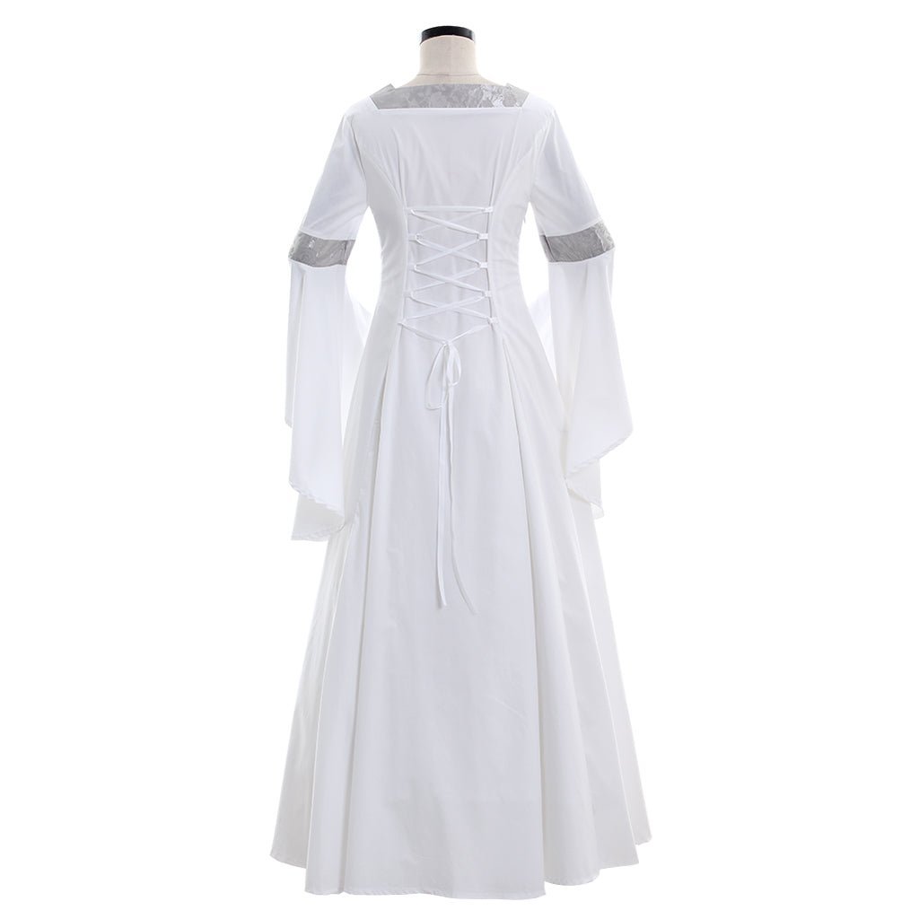 Vestido Medieval Branco Princesa Renascença Traje Cosplay Casamento Retro - Estrela Cosplay