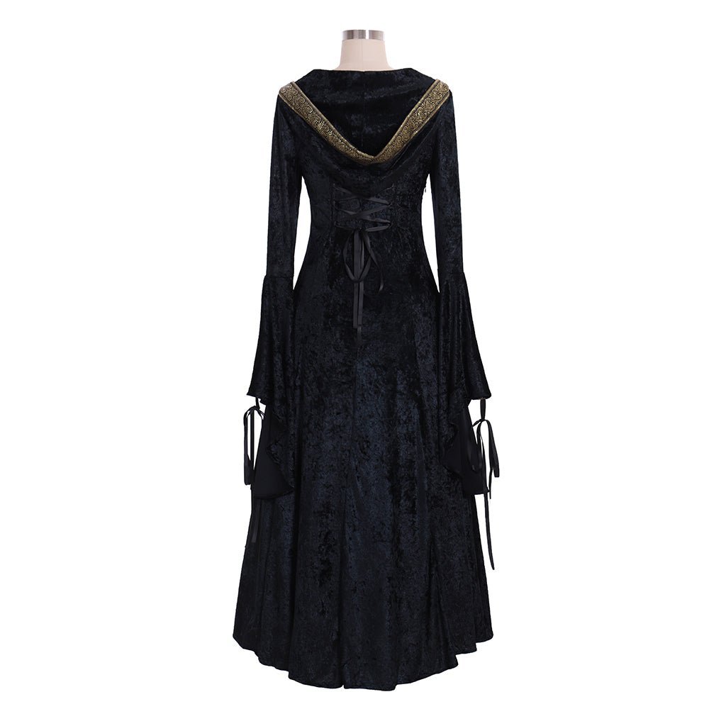 Vestido Medieval Renascença de Veludo Preto para Baile, Cosplay Personalizado para Mulheres - Estrela Cosplay