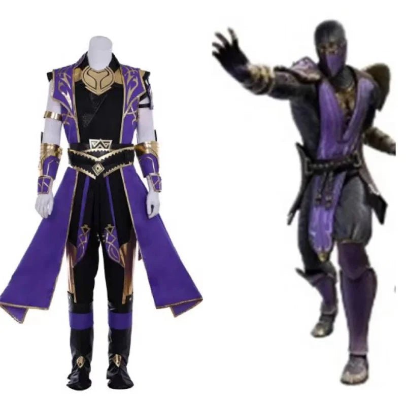Traje de Cosplay de Rain de Mortal Kombat 11 | Conjunto de Uniforme de Guerreiro Roxo com Braçadeira, Luvas e Máscara - Estrela Cosplay