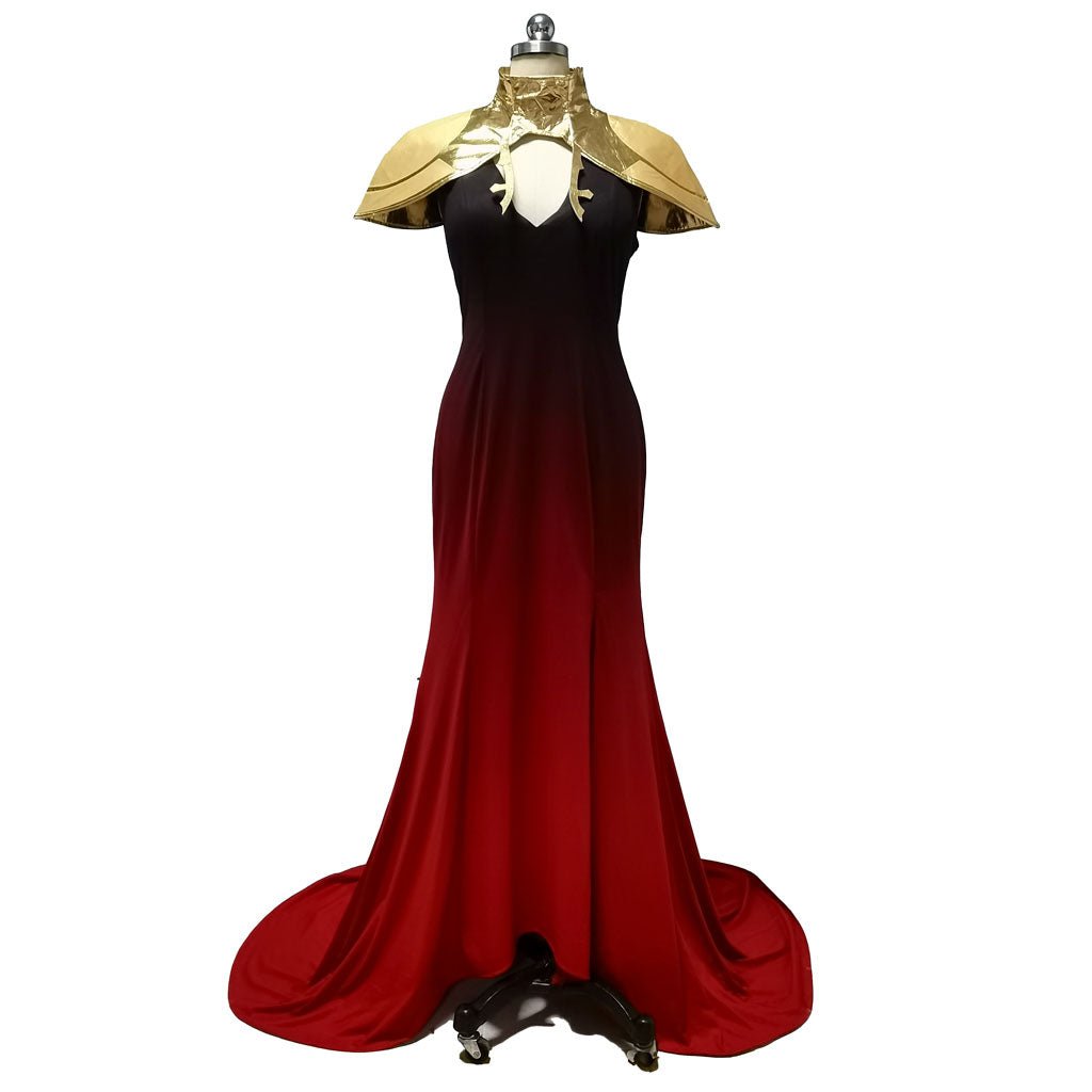 Fantasia de Cosplay Carmilla de Castlevania - Vestido Vermelho Cerimonial com Peruca Branca Longa - Estrela Cosplay