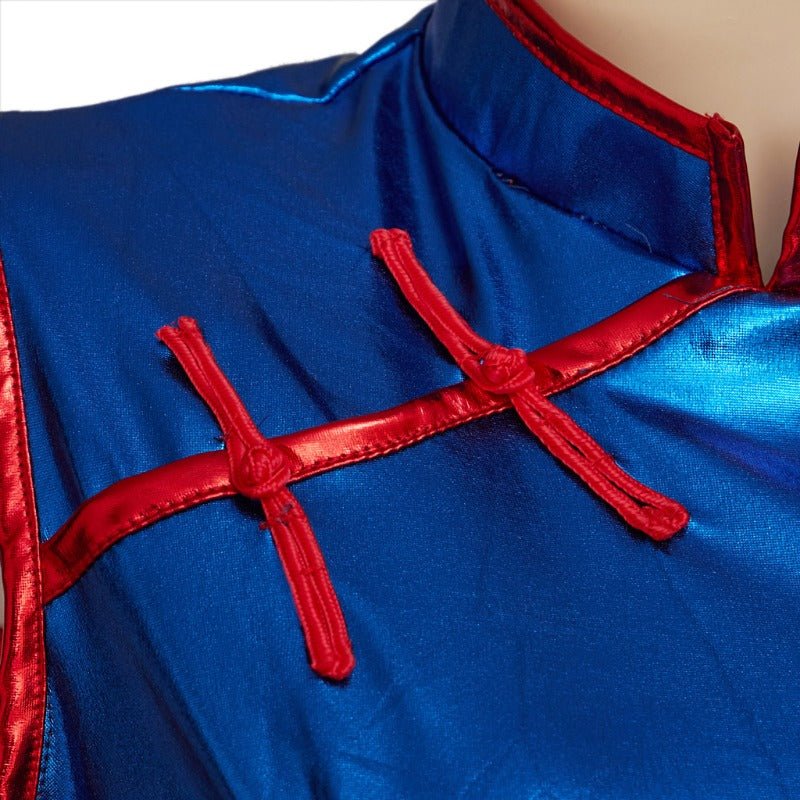 Fantasia de Chichi de Dragon Ball - Conjunto de Cheongsam Azul Elegante - Estrela Cosplay