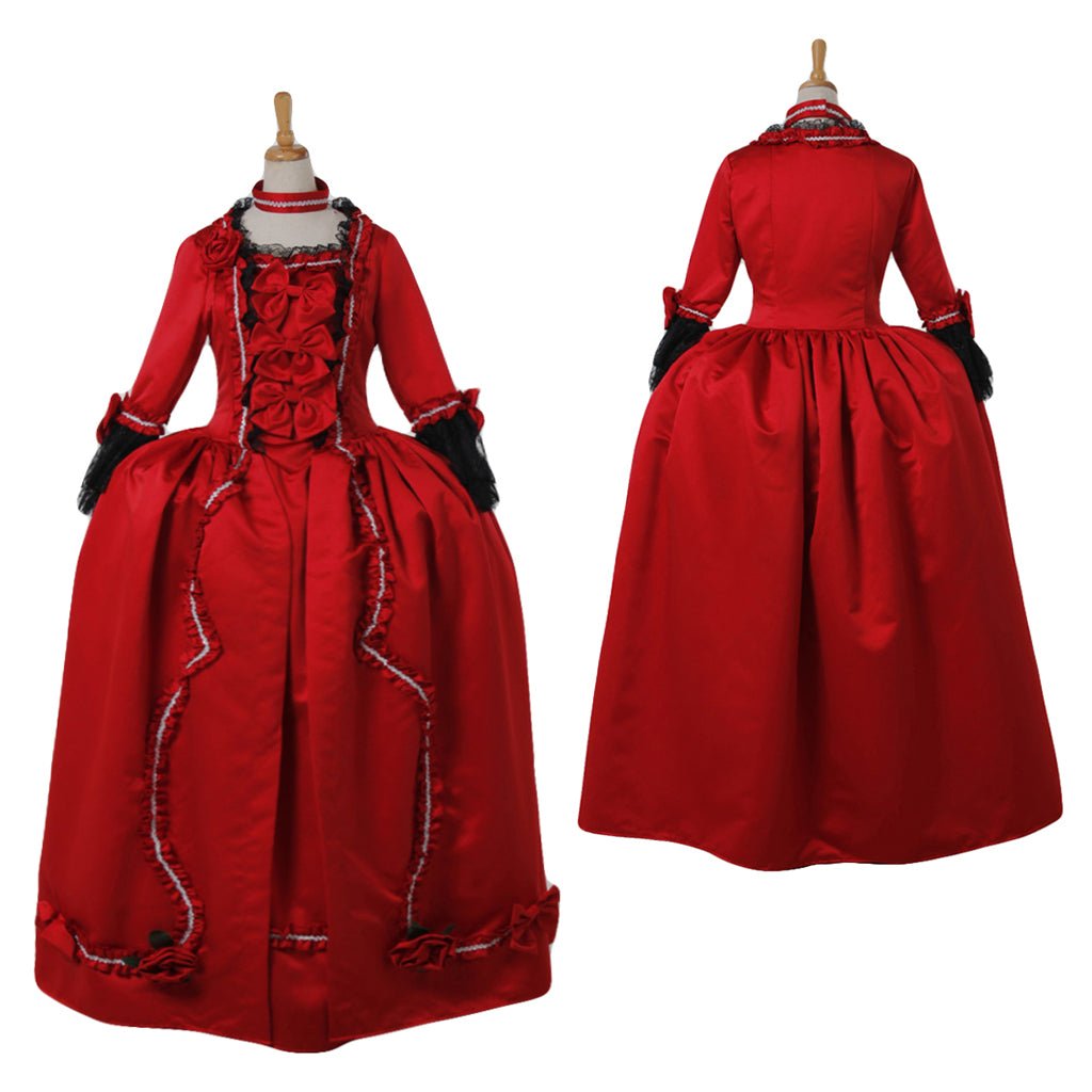 Vestido Rococo Vermelho Marie Antoinette | Traje do Século 18 Barroco Vitoriano para Festa de Carnaval - Estrela Cosplay