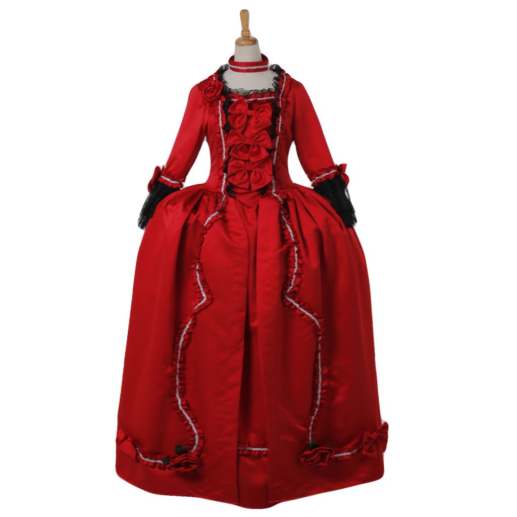 Vestido Rococo Vermelho Marie Antoinette | Traje do Século 18 Barroco Vitoriano para Festa de Carnaval - Estrela Cosplay