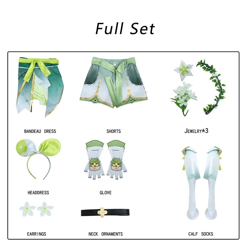 Fantasia Verina do Jogo Wuthering Waves - Vestido Verde para Mulheres, Traje de Halloween e Cosplay - Estrela Cosplay