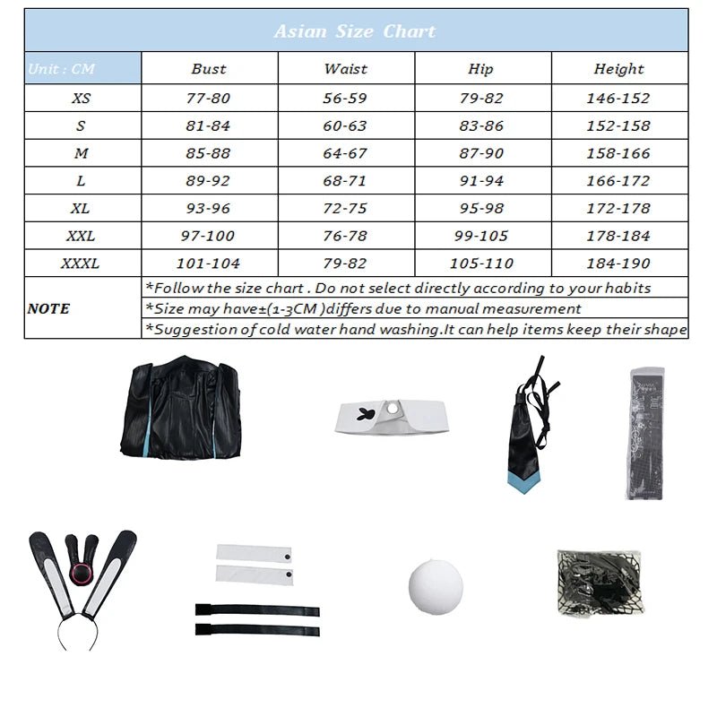 Fantasia Coelhinha Ruan Mei Honkai Star Rail para Mulheres - Macacão Uniforme Preto e Azul - Estrela Cosplay