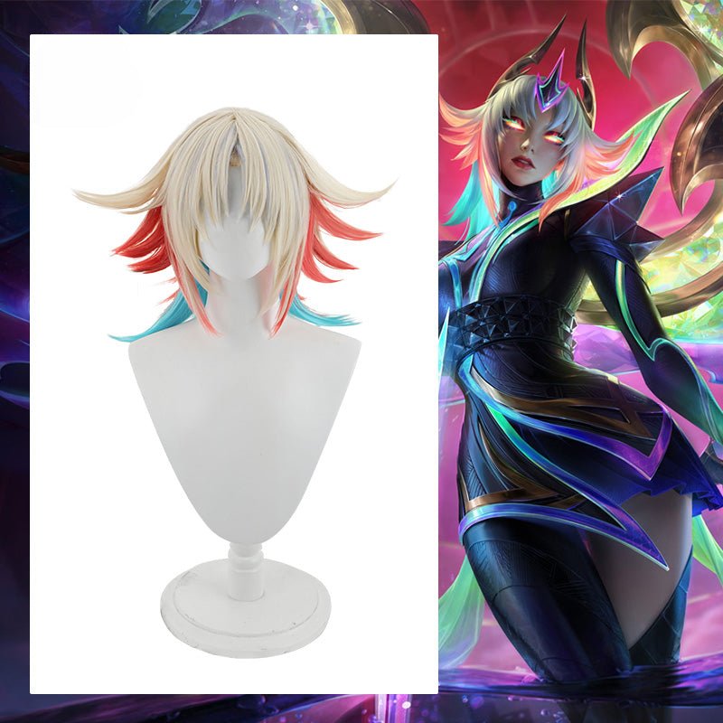 Peruca de Cosplay Prestige Empyrean Kayle do Jogo LOL 40cm Cor Mista para Mulheres, Cabelo Sintético Resistente ao Calor - Estrela Cosplay