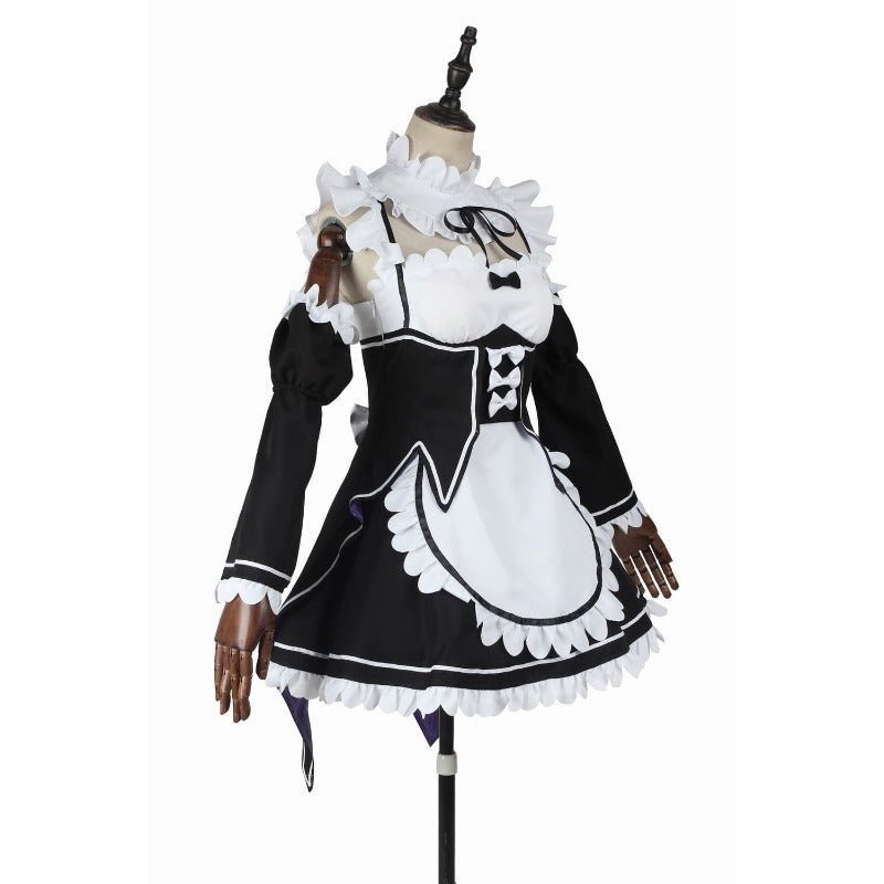 Vestido de Empregada Cosplay de Rem & Ram de Re:Zero - Dresses Anime Kawaii - Estrela Cosplay