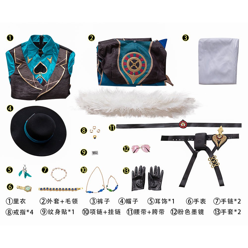 Conjunto de Peruca e Brincos Aventurine Honkai Star Rail | Acessórios de Cosplay para Homens - Estrela Cosplay