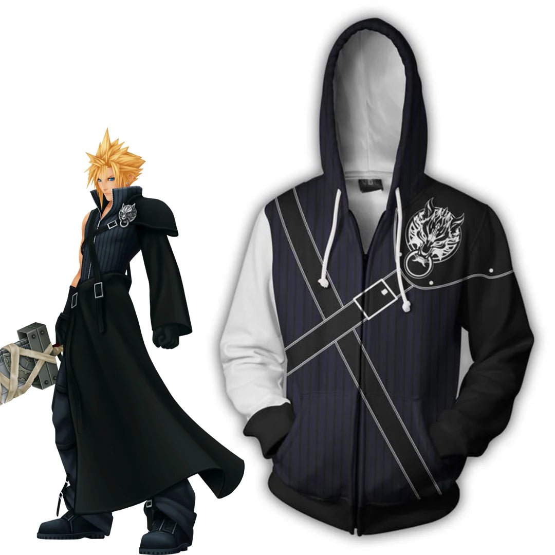 Fantasia de Cosplay Cloud Strife FF7 Remake Unissex Moletom com Capuz Impressão 3D - Estrela Cosplay