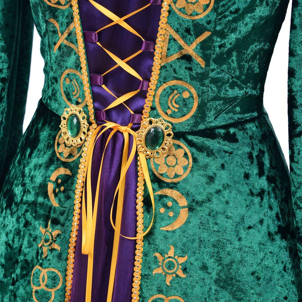 Vestido de Cosplay de Bruxa | Conjunto de Robe Renascentista Verde Medieval para Mulheres - Estrela Cosplay