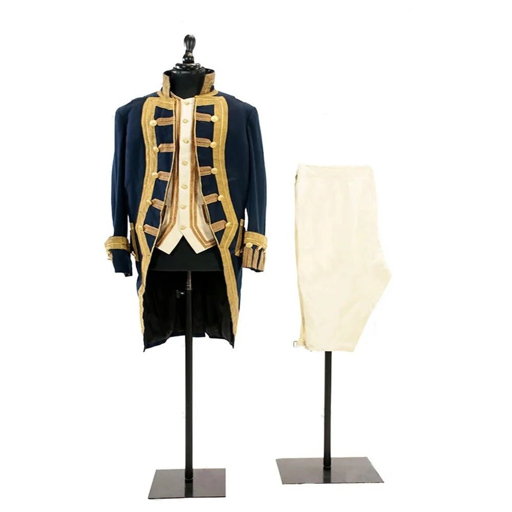 Traje Militar Rococó dos Anos 1770 - Era Louis Azul Marinho - Estilo Marie Antoinette - Fato Masculino Feito Sob Medida - Estrela Cosplay