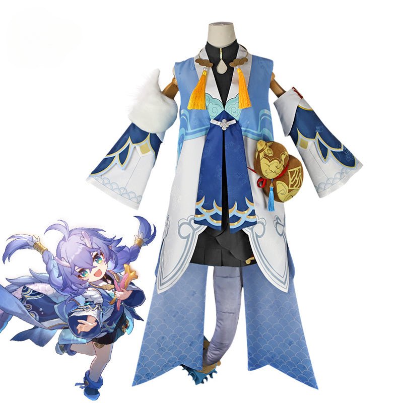 Fantasia Bailu de Honkai Star Rail - Vestido Feminino com Design de Escamas de Peixe e Cauda para Halloween e Festas - Estrela Cosplay