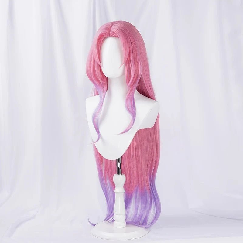 Peruca de Cosplay LOL Rosa Cristal Seraphine 85cm Mulher Longa Gradiente Cores Cabelo Sintético Resistente ao Calor - Estrela Cosplay