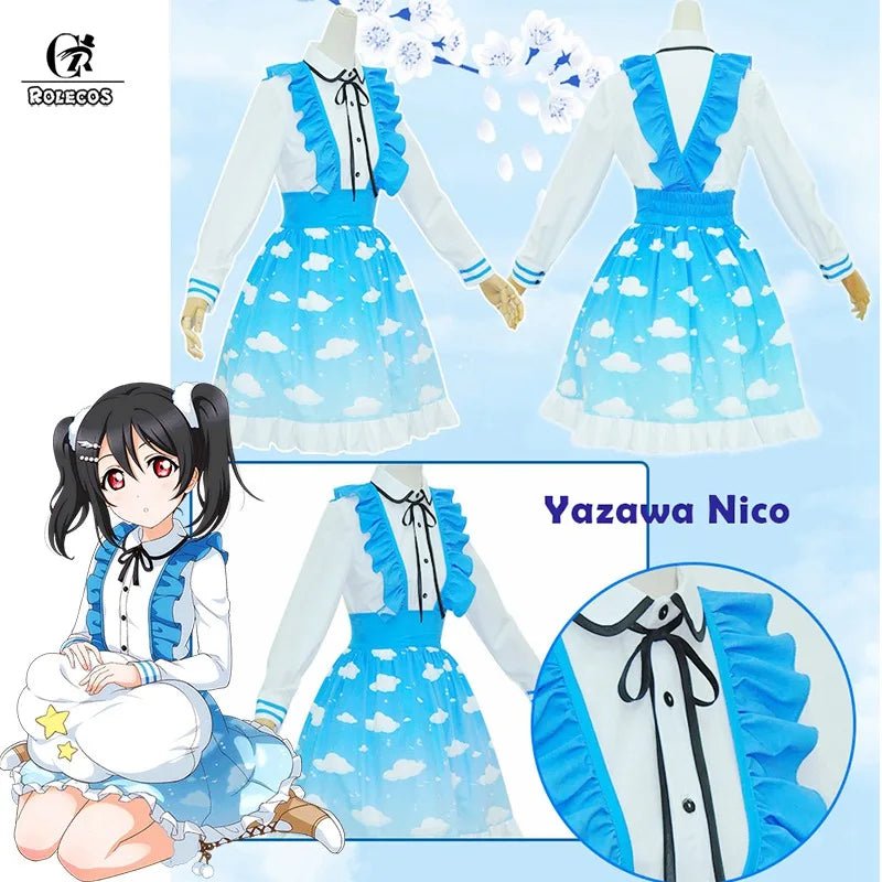 Fantasia Cosplay Lovelive Sky - Maki, Rin, Nico, Umi - Love Live Eli, Kotori, Hanayo, Nozomi - Vestido Lolita - Estrela Cosplay
