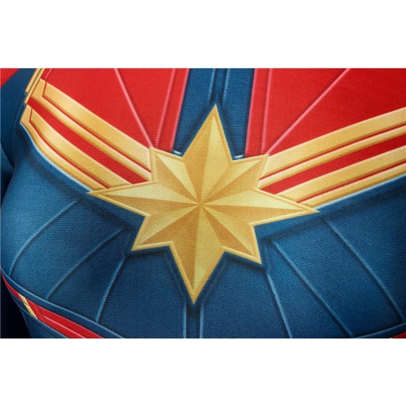 Fantasia Captain Marvel Impressão Digital para Fãs - Estrela Cosplay