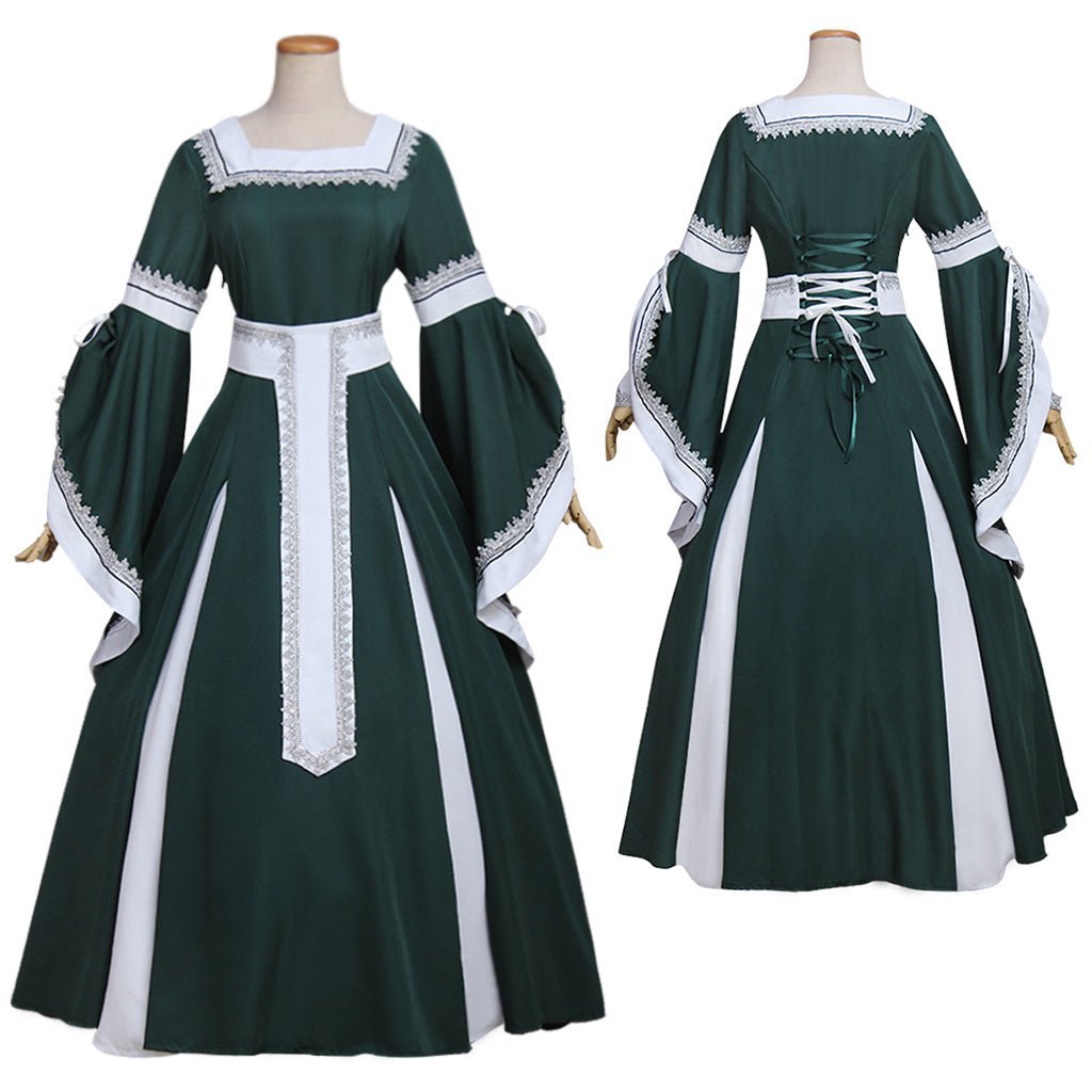 Fantasia de Halloween para Mulheres Vestido de Princesa Medieval Verde Traje Renascentista Vitoriano para Cosplay - Estrela Cosplay