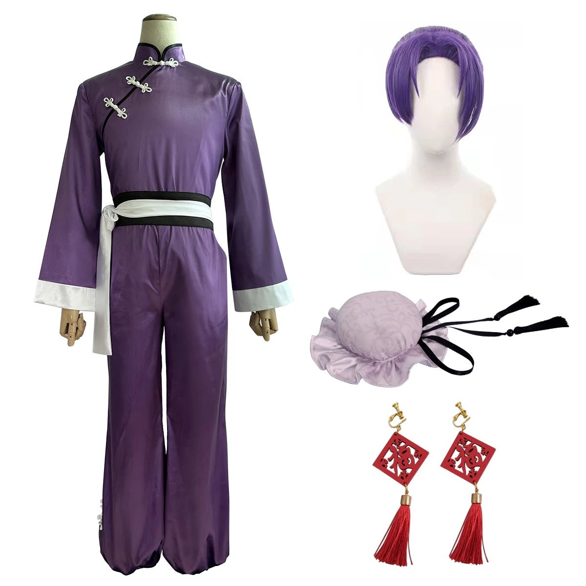 Fantasia de Reo Mikage do Anime Blue Lock - Traje Chinês Kung Fu Tang com Peruca de Fibra Sintética Ajustável - Estrela Cosplay