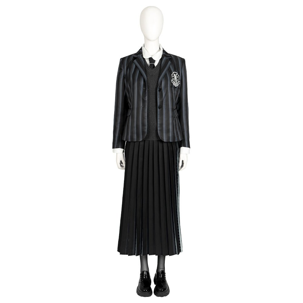 Uniforme Escolar Wednesday Addams Cosplay para Meninas - Conjunto de 5 Peças para Halloween e Festas - Estrela Cosplay