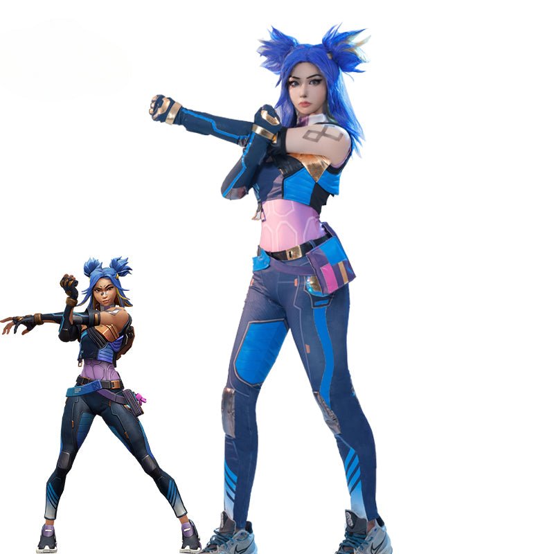 Traje de Cosplay Neon do Jogo Valorant - Traje de Combate Azul para Mulheres - Conjunto Completo para Festa de Halloween - Estrela Cosplay