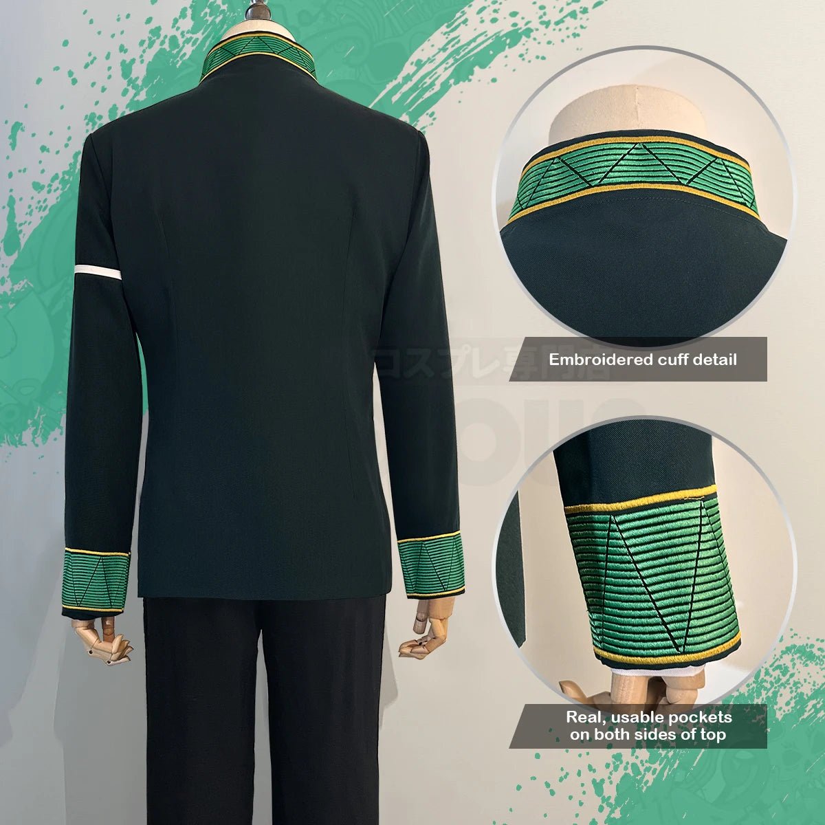 Traje de Cosplay Hayato Suo Wind Breaker Anime - Jaqueta Verde, Calça Preta, Camisa Kung Fu Branca - Estrela Cosplay