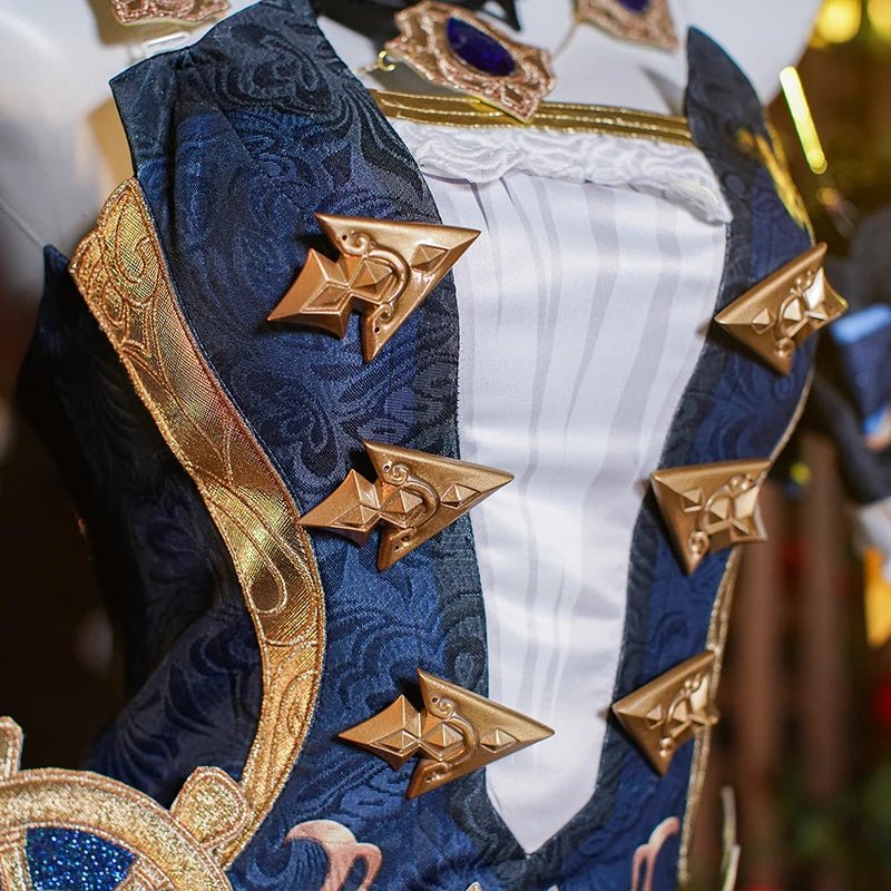 Fantasia Genshin Impact Fontaine Navia Spina di Rosula - Vestido Steampunk com Chapéu para Mulheres - Estrela Cosplay