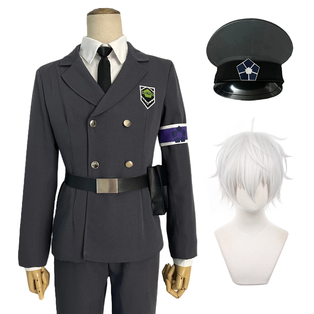 Traje de Cosplay Guarda da Exposição Blue Lock Anime - Rin Itoshi, Isagi, Bachira, Nagi, Chigiri, Reo, Barou, Kunigami com Peruca e Rede de Rosa - Estrela Cosplay