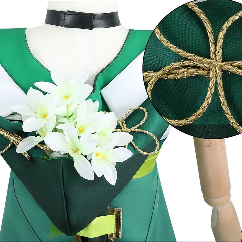 Fantasia Verina do Jogo Wuthering Waves - Vestido Verde para Mulheres, Traje de Halloween e Cosplay - Estrela Cosplay