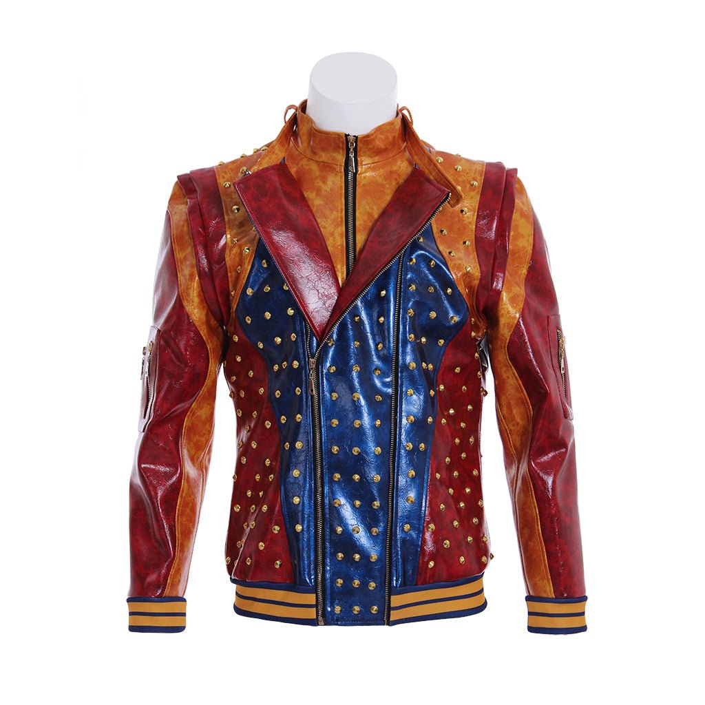 Fantasia Descendants 2 para Homens e Crianças - Jaqueta de Couro Punk com Casaco de Tachas - Estrela Cosplay