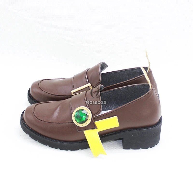 Jogo Genshin Impact Venti Sapatos Cosplay Barbatos Couro Salto Alto Sapatos Cosplay Halloween Sapatos de Couro Marrom Cosplay - Estrela Cosplay